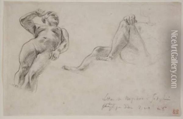 Femmes Debout Et Allongee Oil Painting - Eugene Delacroix
