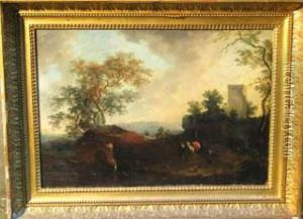 Landscape With Travellers Oil Painting - Johann Christian Brand