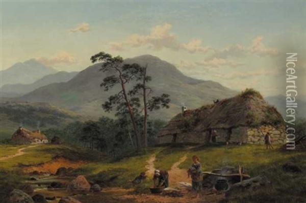The Path To The Burn, Arden-a-dene, Near Dunoon Oil Painting - James Brenan