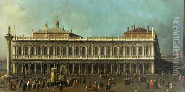The Library and the Piazzetta, Venice Oil Painting - (Giovanni Antonio Canal) Canaletto