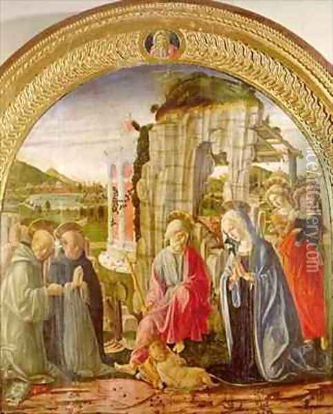 Adoration of the Child by St Ambrose and St Bernard Oil Painting - Giorgio Martini Francesco di