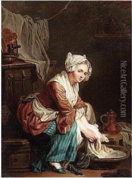 A Laundry Maid Oil Painting - Jean Baptiste Greuze