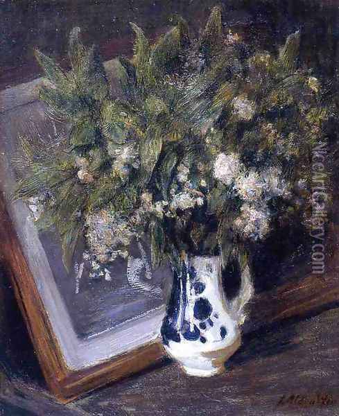 Flowers in a Delft Jug Oil Painting - Julian Alden Weir