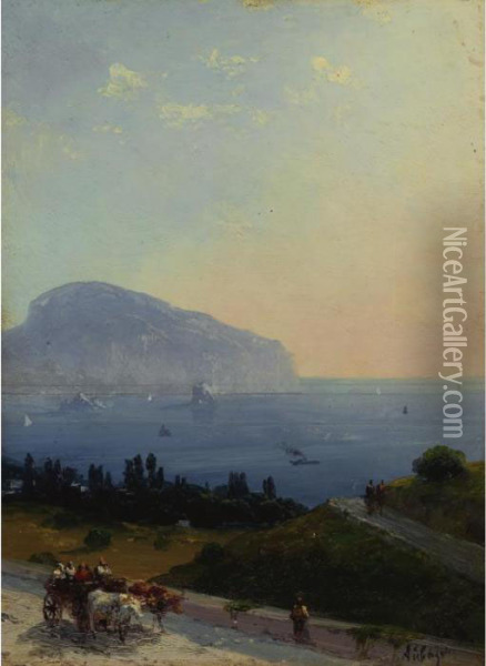 Travellers On The Crimean Coast Oil Painting - Ivan Konstantinovich Aivazovsky