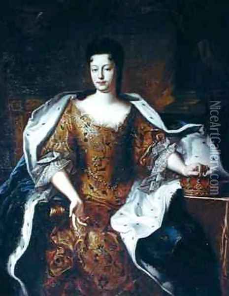 Elisabeth Charlotte dOrleans 1676-1744 Duchesse de Lorraine Oil Painting - Pierre Gobert