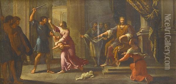 The Judgment Of Solomon Oil Painting - Francesco Cozza