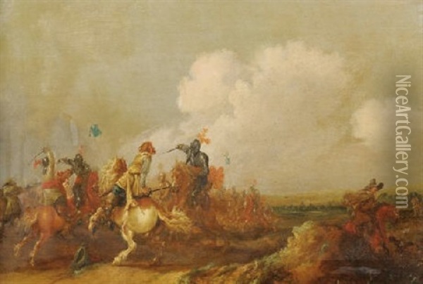 Choc De Cavalerie Oil Painting - Jan Asselijn