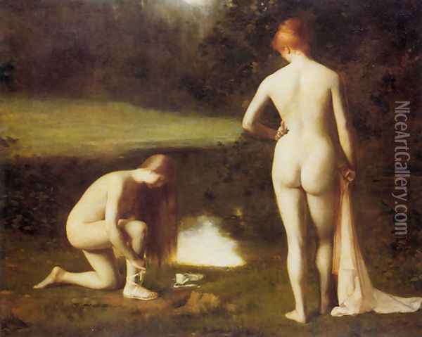 The Bathers Oil Painting - Leon Auguste Cesar Hodebert