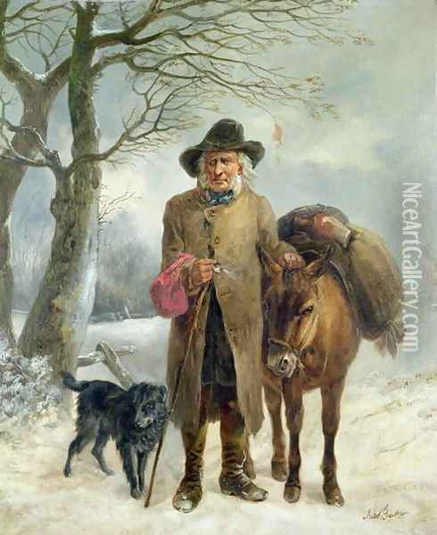 Gathering winter fuel Oil Painting - Thomas Jones Barker
