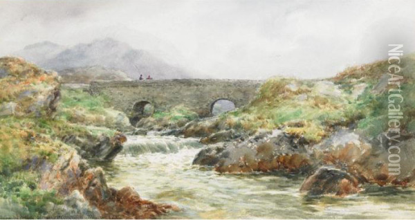 Below The Bridge, Derry, Near Connemara Oil Painting - Alexander Williams