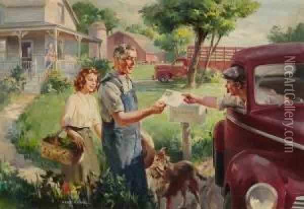 The Mail's Here Oil Painting - Paul A. Randall