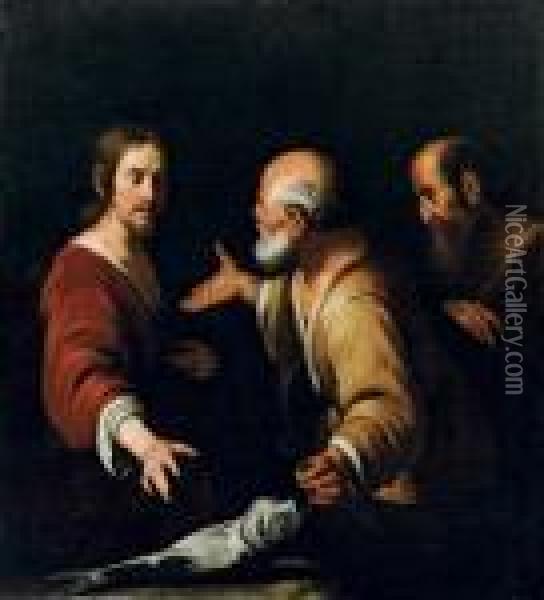 Cristo E San Pietro Oil Painting - Bernardo Strozzi