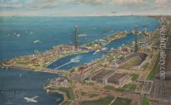Panorama Of The Chicago's World Fair Oil Painting - Harry M. Pettit