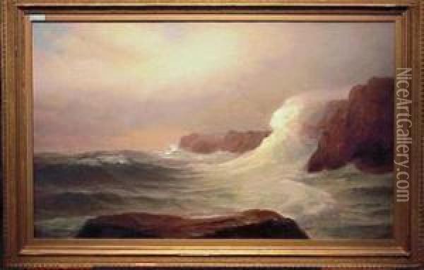 Breaking Waves Oil Painting - Warren W. Sheppard