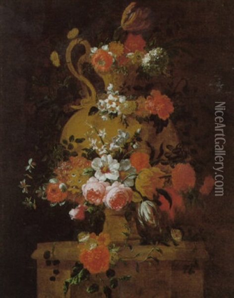 Tonvase Mit Blumen Oil Painting - Pieter Casteels III