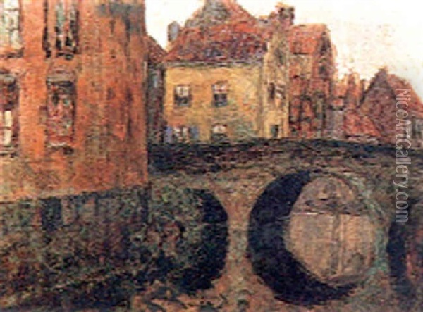 Le Pont De Bruges Oil Painting - Victor Charreton