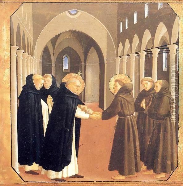 The Meeting of Sts Dominic and Francis of Assisi Oil Painting - Angelico Fra