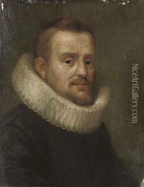 Portrait of a gentleman, small bust-length, in a black coat and white ruff Oil Painting - Frans, the Elder Pourbus