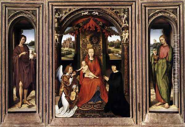 Triptych c. 1485 Oil Painting - Hans Memling