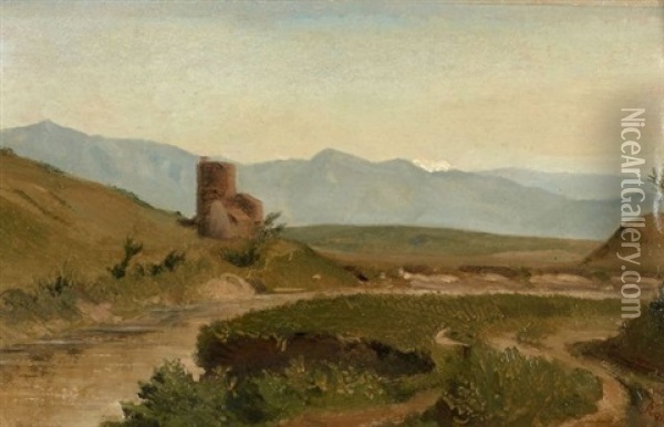 Paysage Du Latium En Italie Oil Painting - Guillaume Bodinier