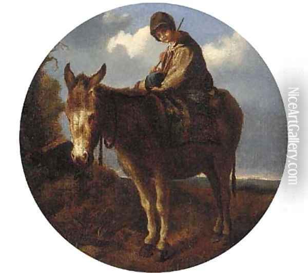 A young boy on a donkey Oil Painting - John Joseph Barker Of Bath