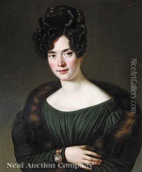 Portrait Of A Young Woman Oil Painting - Jean Joseph Vaudechamp