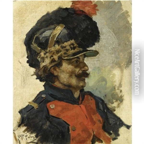 Portrait Of A French Dragoon Oil Painting - Ilya Repin