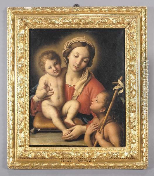 Madonna Con Bambino E San Giovannino Oil Painting - Giovanni Battista Salvi