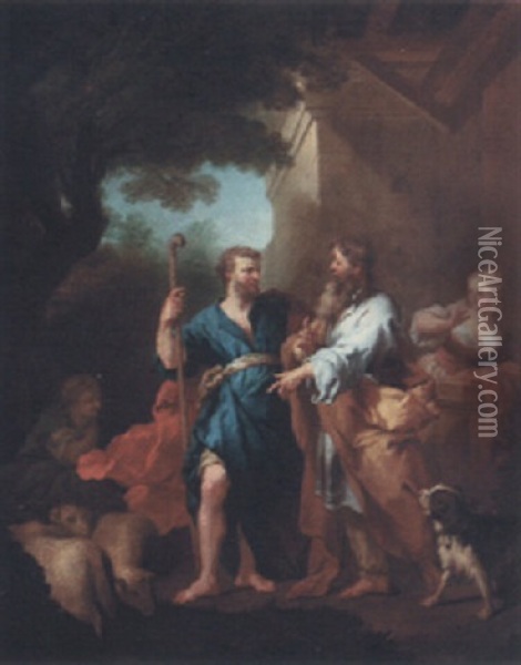 Laban And Jacob At The Well Oil Painting - Jean Restout the Younger