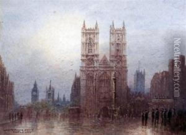 'tower Bridge', 'st Pauls From Bankside' And 'westminsterabbey' Oil Painting - Frederick E.J. Goff