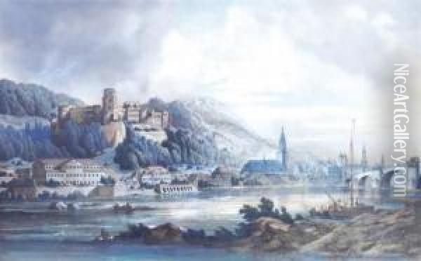 Schloss Heidelberg Oil Painting - Theodor Verhas