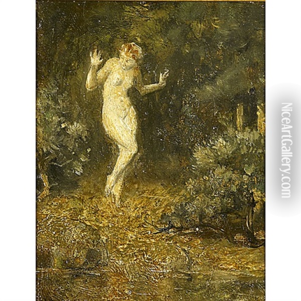 A Nymph In The Forest Oil Painting - Arthur B. Davies