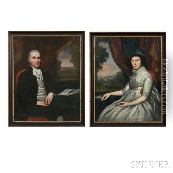 Pair Of Portraits Of Northhampton, Massachusetts, Clockmaker Isaac Gere Oil Painting - Ralph Earl