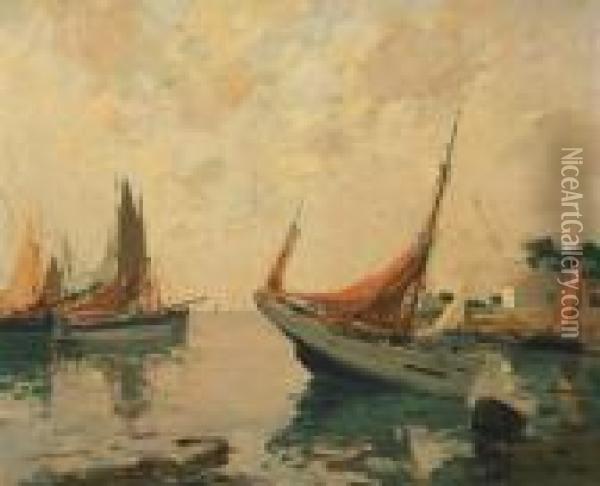 Le Port De Courseulles Sur Mer Oil Painting - Paul Emile Lecomte
