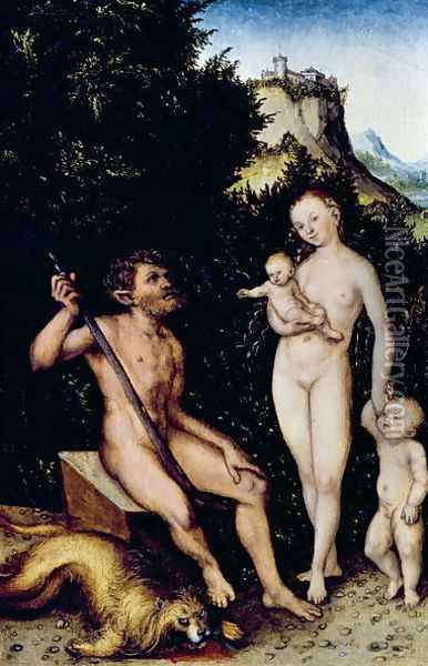 The Faun Family Oil Painting - Lucas The Younger Cranach