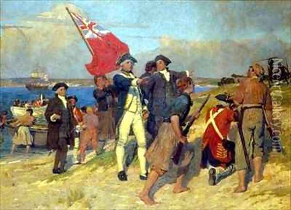 Landing of Captain Cook at Botany Bay in 1770 Oil Painting - Emanuel Phillips Fox
