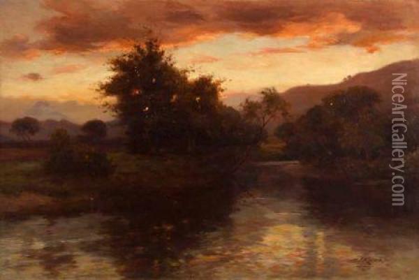 In The Gloaming - On The Forth 
Aberfoyle Oil Painting - James Scott Kinnear