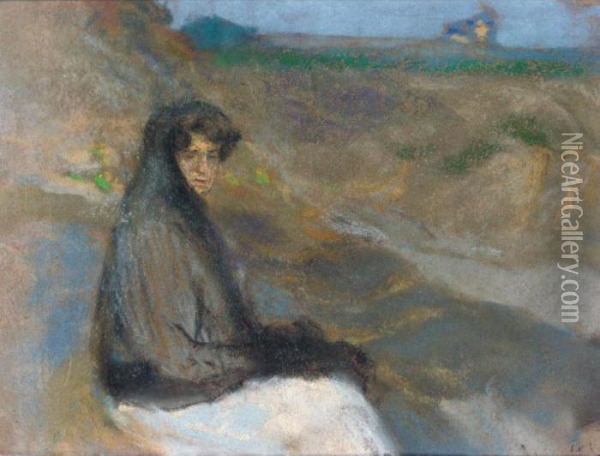 Madame Hessel Pres De La Plage En Bretagne Oil Painting - Jean-Edouard Vuillard
