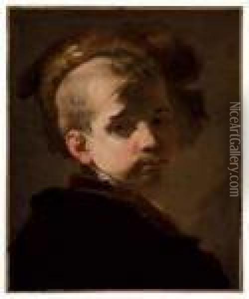 Portrait Of A Boy In A Fur Hat Oil Painting - Luca Giordano