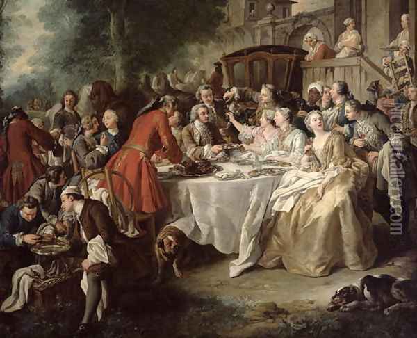 The Hunt Lunch, detail of the diners, 1737 Oil Painting - Jean Francois de Troy