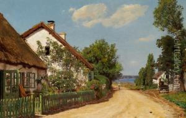 Christensen: Summer's Day In Humlebaek, Denmark Oil Painting - Godfred B.W. Christensen
