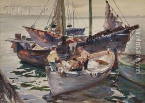 Boats At Rest Oil Painting - Vladimir Pavlosky