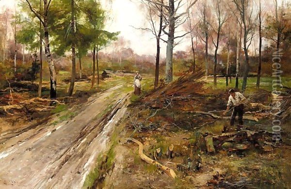 The Woodcutter Oil Painting - Alfred Glendening