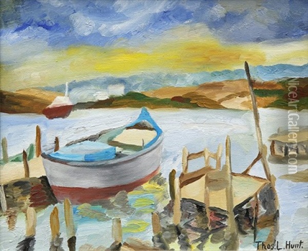 Boat At The Dock Oil Painting - Thomas Lorraine Hunt