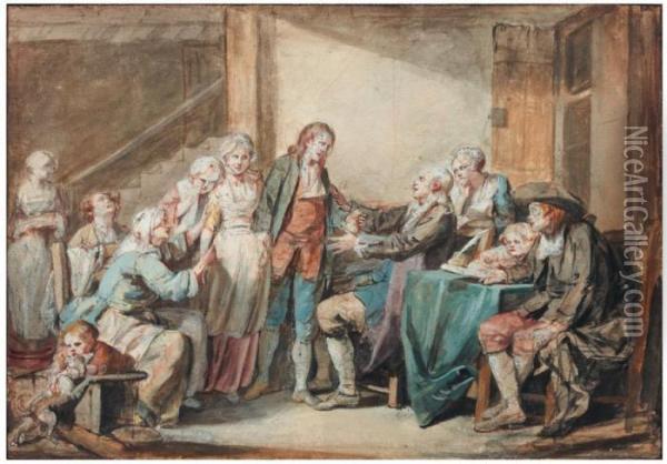  L'accordee Du Village  Oil Painting - Jean Baptiste Greuze