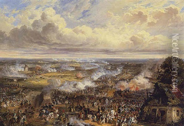 The Battle Of Fleurus, June 26, 1794 Oil Painting - Hippolyte Bellange