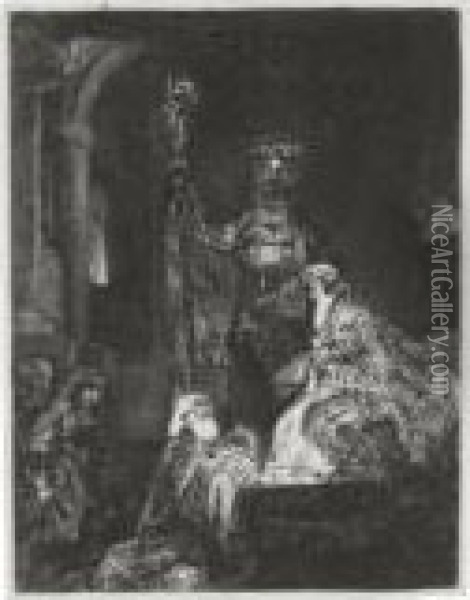 The Presentation In The Temple In The Dark Manner (b., Holl. 50; H. 279; Bb. 57-1) Oil Painting - Rembrandt Van Rijn