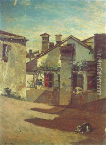 La Cour De La Maison Oil Painting - Antonietta Brandeis