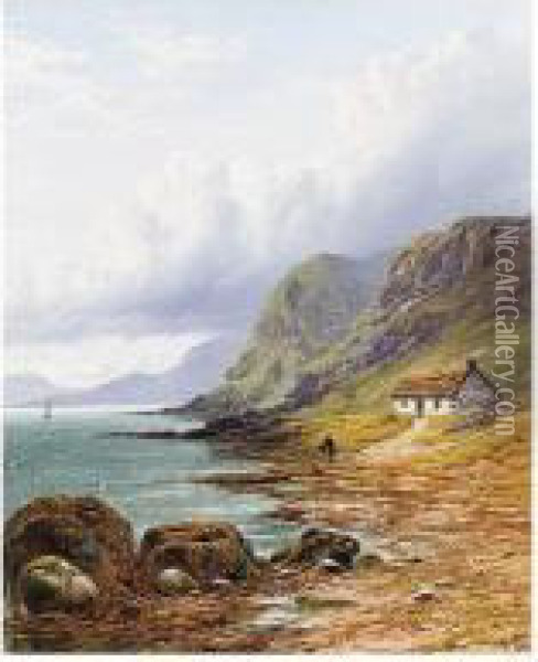 The Arran Coast; The Marsden Coast, Morning Oil Painting - George Blackie Sticks
