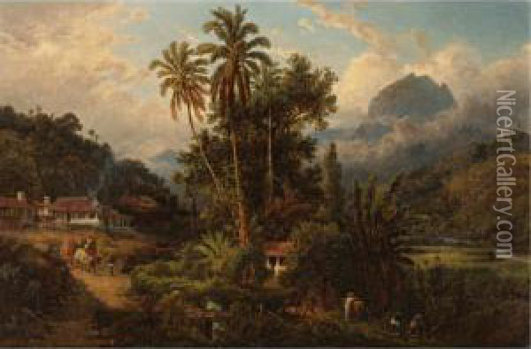 Hacienda De San Esteban De Puerto Cabello, Venezuela Oil Painting - Ferdinand Konrad Bellermann